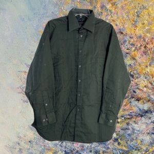 Crazy Horse Shirt 16.5 Long Sleeve Button Up Mens Green Check Sateen Casual